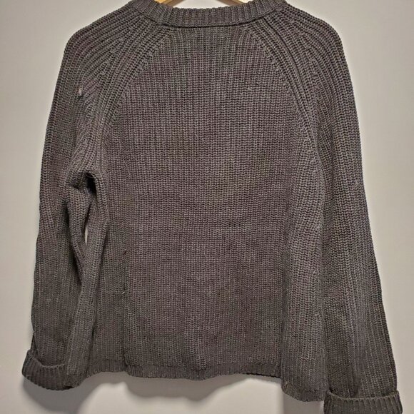 Quince 100% Organic Cotton Fisherman Crew Sweater Charcoal Medium - Picture 5 of 6